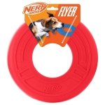 Nerf Dog Atomic Flyer Outdoor Dog Toy, 10 Inch Flying Disc Dog Fetch Toy, Rubber Dog Toy for Medium Dogs and Large Dogs, Red