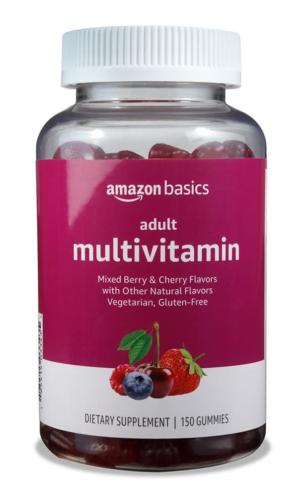 Amazon Basics Adult Multivitamin Gummies, Mixed Berry & Cherry Flavors, 150 Count, 75-Day Supply, Pack of 1 (Previously Solimo)