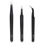 kaverme 3PCS Precision Tweezers Set, Upgraded Anti-Static Stainless Steel