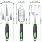 Garden Tools Set, 3 Pack Garden Shovel, Transplant Trowel, Hand Rake Green - Image 2