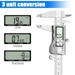 Digital Caliper Measuring Tool, Stainless Steel Vernier Caliper Digital Micrometer with Large LCD Screen, Easy Switch from Inch Metric Fraction, 6 Inch Caliper Tool for DIY/Household - Image 3