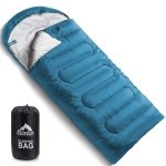 MEREZA Sleeping Bags XL for Adults Mens Large Wide Sleeping Bag for Camping & Backpacking Big and Tall Sleeping Bags for Women 4 Season Warm & Cool Weather with Compression Sack 20-32°F Blue