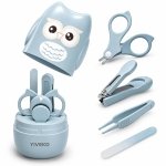 YIVEKO Baby Nail Kit, 4-in-1 Baby Nail Care Set with Cute Case, Baby Nail Clipper, Scissor, Nail File & Tweezer, Baby Manicure Kit and Pedicure kit for Newborn, Infant, Toddler, Kids-Owl Blue
