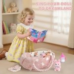 Dreamon Baby Doll Set 12" Baby Doll with Feeding & Caring Accessories, Pink - Image 9