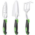 Garden Tools Set, 3 Pack Garden Shovel, Transplant Trowel, Hand Rake Green