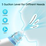 Electric Nasal Aspirator, Nose Suction for Baby, Baby Nose Sucker, Rechargeable Nose Aspirator for Babies with 3 Silicone Tips, Adjustable 5 Suction Level, Music and Light Soothing Function, Blue - Image 4
