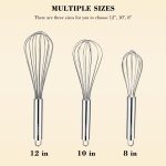 NileHome 3-Pack Stainless Steel Whisk Set, Kitchen Utensils for Cooking - Image 2