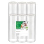Bonsenkitchen Vacuum Sealer Rolls Bags, 3 Rolls 11"x 16' + 3 Rolls 8"x 16'