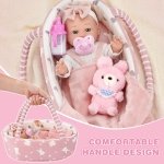 Dreamon Baby Doll Set 12" Baby Doll with Feeding & Caring Accessories, Pink - Image 6