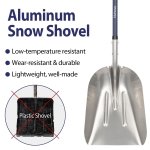 Nohovu Aluminum Snow Shovel - Large Capacity Driveway Snow Removal Tool, Fiberglass D-Handle, 45 Inch Blade - Image 2