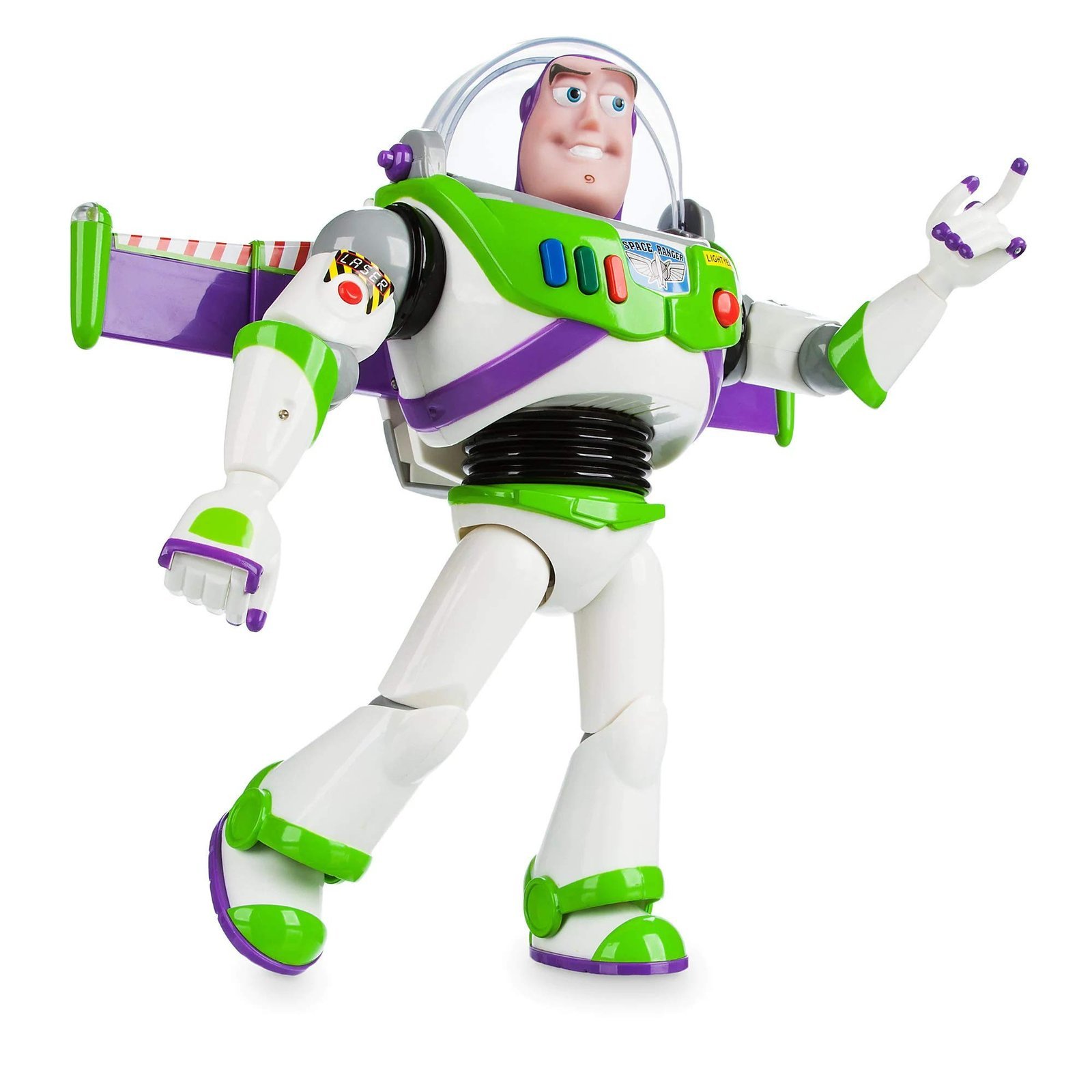 713MbcQESL.jpg Disney Store Official Buzz Lightyear Interactive Talking Action Figure from Toy Story, Features 10+ English Phrases, Interacts with Other Figures and Toys - Image 1