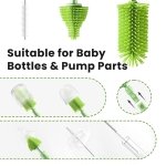 LEQXGO Travel Baby Bottle Cleaner Kit with Storage Case, 7-in-1 Baby Bottle Brush Set with Drying Rack for Breast Pump Parts, Bottle Washing Kit - Baby Travel Essential for Flying & On-the-Go (Green) - Image 4