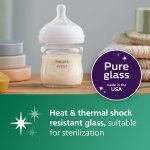 Philips Avent Natural Glass Baby Bottles, Slow Flow, 4 oz, BPA-Free, 4-Pack - Image 3