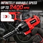AOBEN Cordless Impact Wrench 1/2 Inch, Power Impact Gun Kit, Max 600N. M/450Ft-lbs High Torque Electric Impact Driver for Car RV Tire, 4.0Ah Battery, Charger, 6 Sockets & Storage Tool Case - Image 3