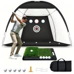 Golf Net: 10x7FT Golf Hitting Net with Mat for Chipping Driving Practice