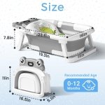 BUNWAG Baby Bathtub, Collapsible Newborn Bathtub for Infant to Toddler with Soft Cushion and Thermometer,Portable Travel Newborn Tub with No-Slip Feet, Baby Shower Gifts, 0-12 Months Baby Bath, Grey - Image 3