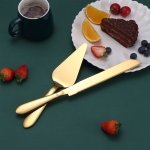 Eisinly Wedding Cake Cutting Set, Cake Knife and Server Set, 2Pcs Gold - Image 3