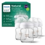 Philips Avent Natural Glass Baby Bottles, Slow Flow, 4 oz, BPA-Free, 4-Pack