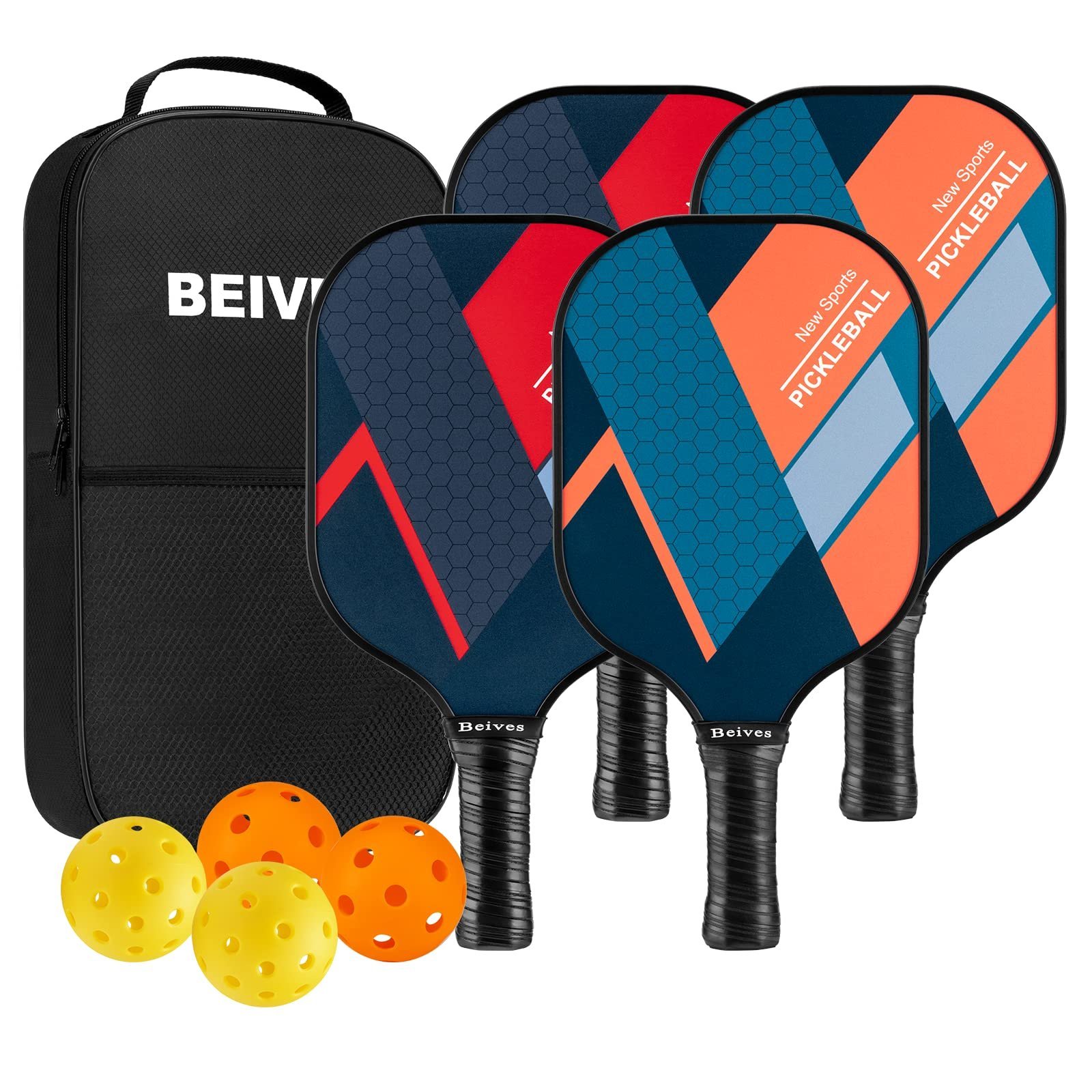 71KH0vJYmuL.jpg BEIVES Pickleball Paddles Set of 4, Fiberglass Rackets USAPA Approved - Image 1