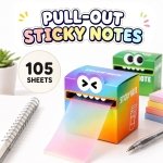 105 Sheets Transparent Pull-Out Sticky Notes,Monster Pattern Sticky Note,Glitter Sticky Notes,See-Through Design, Easy Marking, Strong Adhesion,Suitable for Office Work(Pink - Image 6