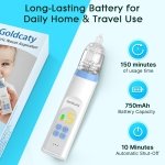 Electric Nasal Aspirator, Nose Suction for Baby, Baby Nose Sucker, Rechargeable Nose Aspirator for Babies with 3 Silicone Tips, Adjustable 5 Suction Level, Music and Light Soothing Function, Blue - Image 5