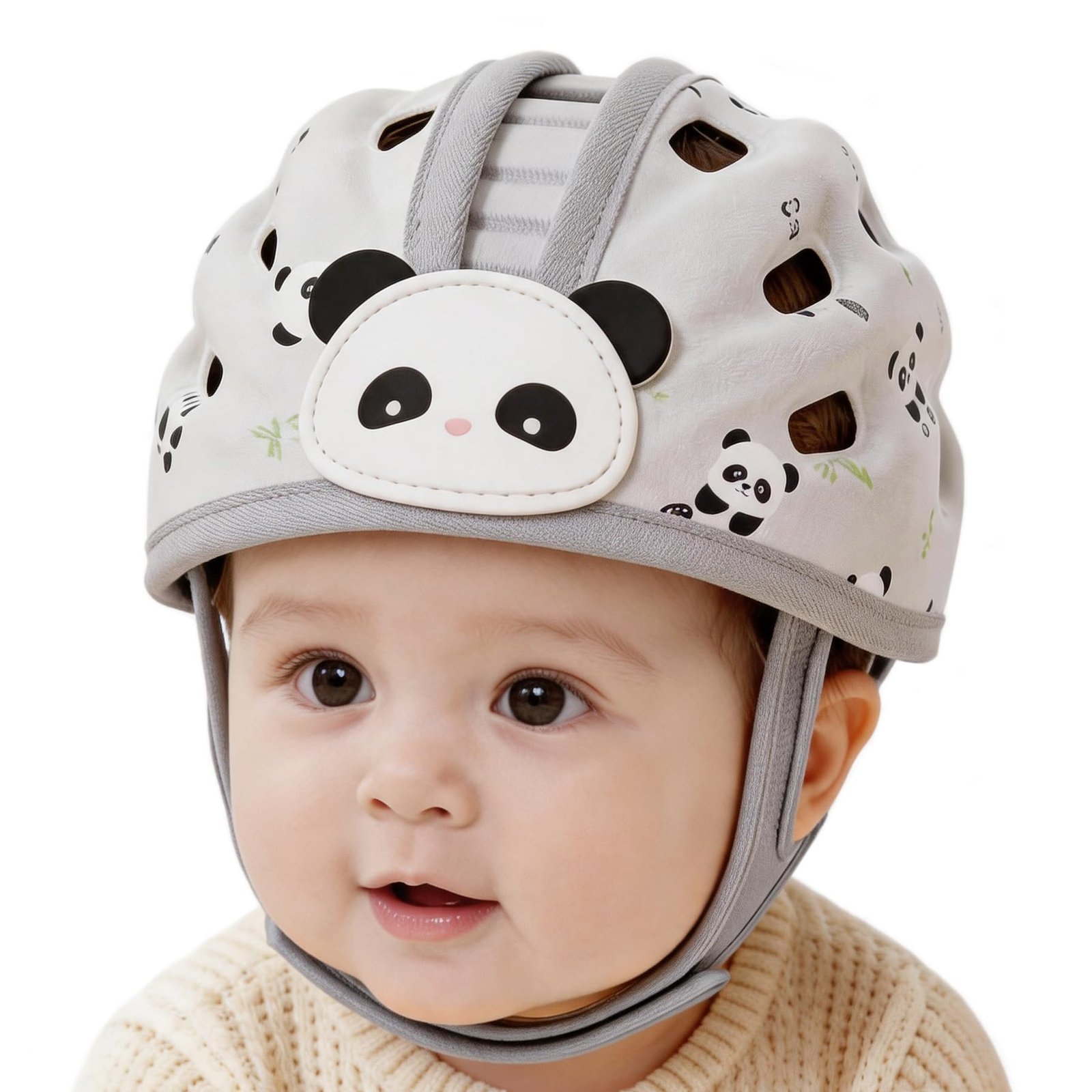 Cute Baby Head Protector - Ultra Light Baby Helmet for Crawling Walking, Soft Cushion Breathable Toddler Helmets for 6-24 Months, Adjustable Infant Safety Headguard (Panda)