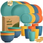 GAINSAY Wheat Straw Dinnerware Set, 40-PCS Lightweight Dish Set for 8