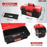 MAXPOWER Tool Box 16 inch, Plastic Small Tool Box with Latch Removable Tray - Image 2