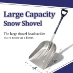 Nohovu Aluminum Snow Shovel - Large Capacity Driveway Snow Removal Tool, Fiberglass D-Handle, 45 Inch Blade - Image 3