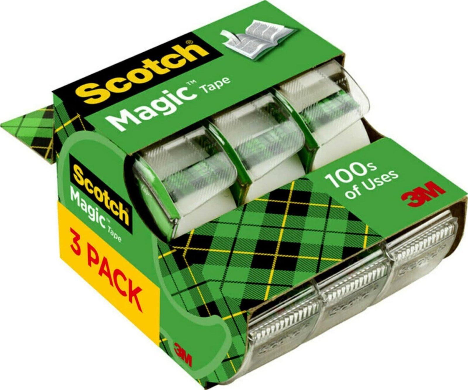 Scotch Magic Tape, 3 Dispensered Rolls, 3/4 x 300 Inches, Clear
