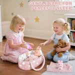 Dreamon Baby Doll Set 12" Baby Doll with Feeding & Caring Accessories, Pink - Image 8