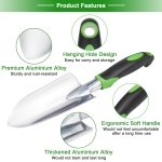 Garden Tools Set, 3 Pack Garden Shovel, Transplant Trowel, Hand Rake Green - Image 3