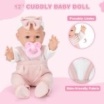 Dreamon Baby Doll Set 12" Baby Doll with Feeding & Caring Accessories, Pink - Image 3