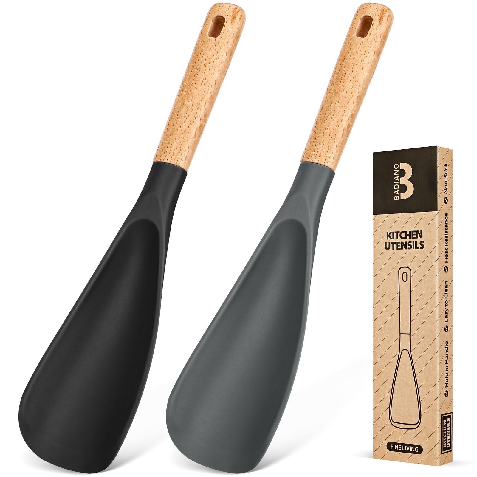 71hvVAk0IOL.jpg Badiano Silicone Cooking Spoon for Nonstick Cookwares, Multi-function,11.4" - Image 1