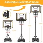 Kids Indoor Basketball Hoop with Scoreboard & Timer,Toddler Adjustable Height 3ft-5.8ft Basketball Hoop with Stand Goal Toy for Outdoor Backyard,Sports Game Play for Boys Age 3 4 5 6 7 8 - Image 5