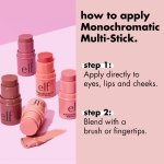 e.l.f. Monochromatic Multi Stick, Cream-to-Powder, Dazzling Peony - Image 4