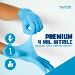 London Labs Synsafe 4 Mil - Blue Nitrile Exam Gloves –Disposable Latex Free & Powder Free – Extra Strong, Rubber Gloves – First Aid Kit, Medical, EMT, Cleaning, Cooking | Pack of (100 ct) - Image 2