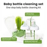 LEQXGO Travel Baby Bottle Cleaner Kit with Storage Case, 7-in-1 Baby Bottle Brush Set with Drying Rack for Breast Pump Parts, Bottle Washing Kit - Baby Travel Essential for Flying & On-the-Go (Green) - Image 7