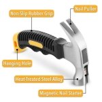 Mr. Pen- Claw Hammer, 8oz, Yellow, Magnetic, Small Claw Nail Hammer - Image 3