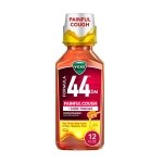 Vicks Formula 44 DM Painful Cough + Sore Throat Liquid, Day or Night, Cough Syrup, Powerful Painful Cough and Sore Throat Relief, Honey Flavored, Adult Cough Medicine, 12 FL OZ
