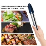 HOTEC Premium Stainless Steel Locking Kitchen Tongs with Silicon Tips, Set of 3-7", 9" and 12" (Gradient Blue) - Image 3