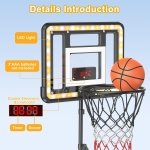 Kids Indoor Basketball Hoop with Scoreboard & Timer,Toddler Adjustable Height 3ft-5.8ft Basketball Hoop with Stand Goal Toy for Outdoor Backyard,Sports Game Play for Boys Age 3 4 5 6 7 8 - Image 6