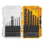 DEWALT Drill Bit Set, 3-Flats Shank,14-Piece, 135 Degree Split Point, for Plastic, Wood and Metal (DWA1184)