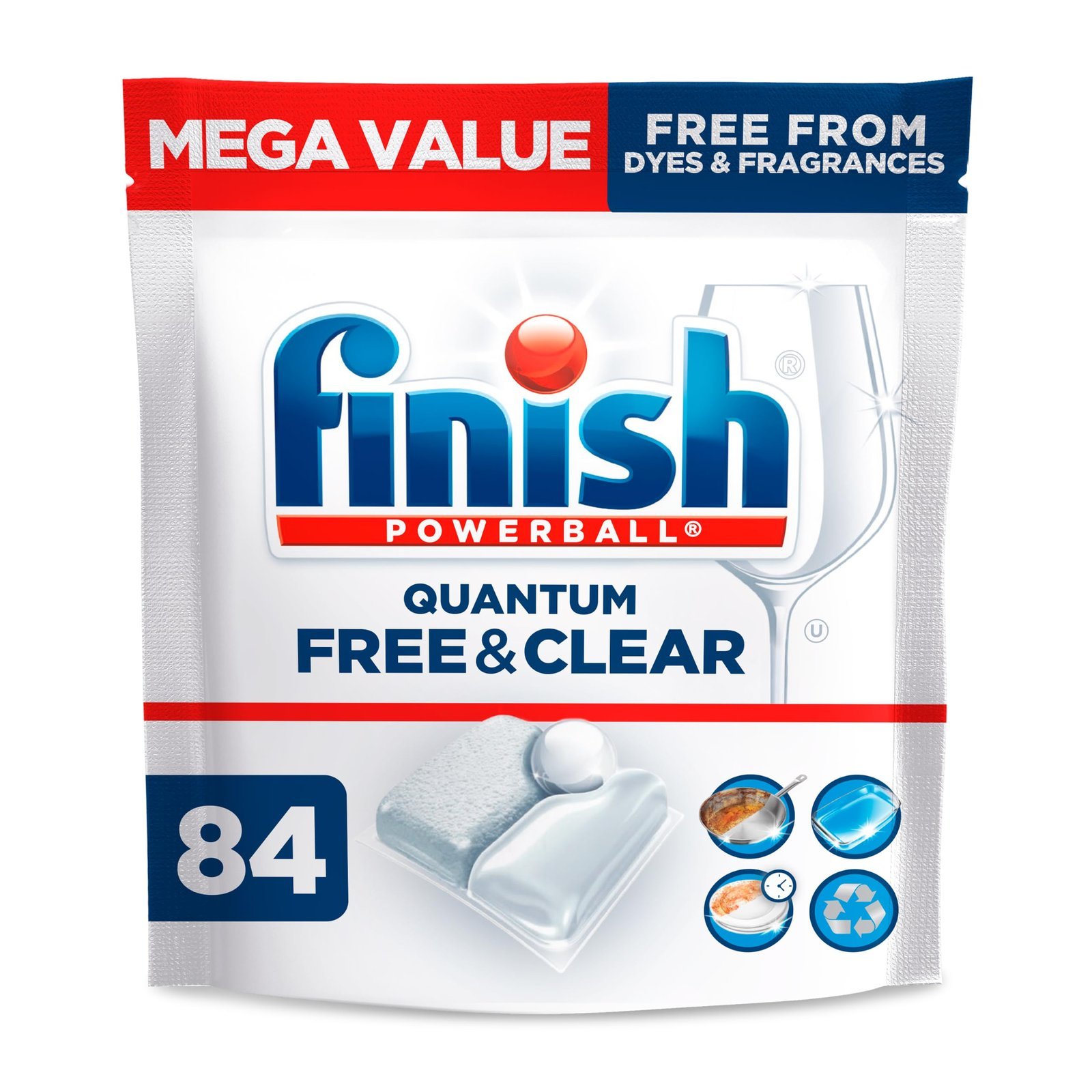 Finish Free & Clear Dishwasher Pods, Dye & Fragrance Free Detergent, 84 ct.