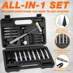 BESTNULE 26pc Roll Pin Punch Set with Bench Block & Pivot Pin Tool & Hammer - Image 9