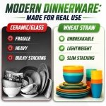 GAINSAY Wheat Straw Dinnerware Set, 40-PCS Lightweight Dish Set for 8 - Image 7