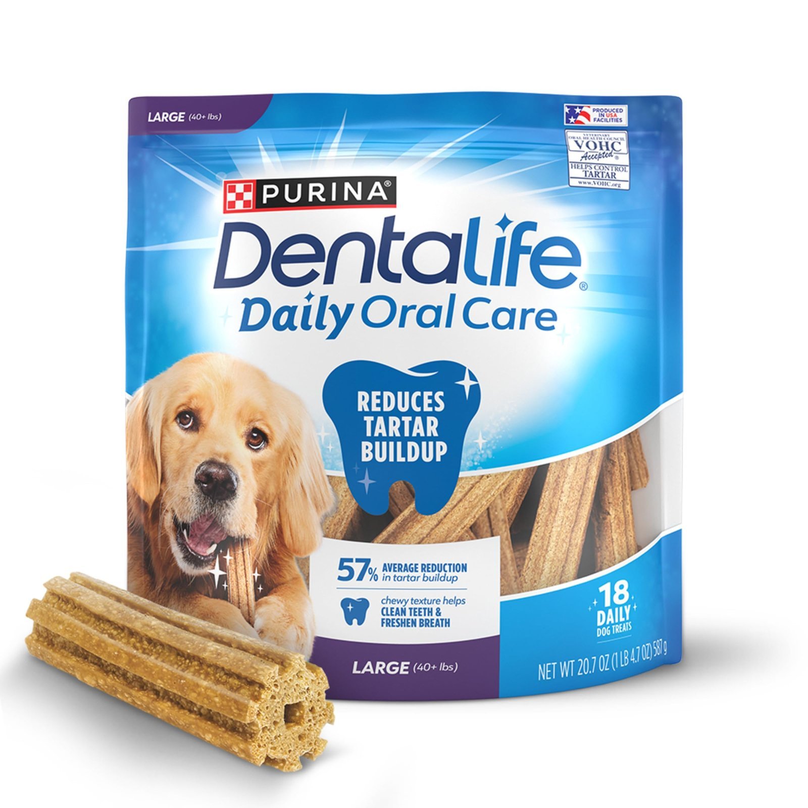 81FxURioCoL.jpg Dentalife Purina Daily Dental Chews for Large Dogs, 18 ct Pouch - Image 1