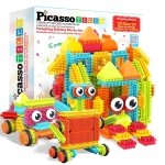 PicassoTiles 120 Piece Hedgehog Bristle Blocks STEM Building Toy Ages 3+