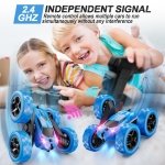 QUNREDA Remote Control Car, RC Cars Toys for Kids Ages 6-12, 4WD Stunt Car with LED Lights & 360° Flips, 2.4GHz, Upgraded USB-C Modular Batteries, 8-10 Year Old Boys Birthday Gift 1-Blue - Image 3