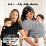 KeaBabies Baby Wrap Carrier, All in 1 Original Baby Carrier, Trendy Black - Image 4